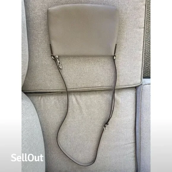 Lauren Ralph Lauren Gray Pebbled Leather Crossbody Bag Adjustable Strap Standard - Picture 2 of 5